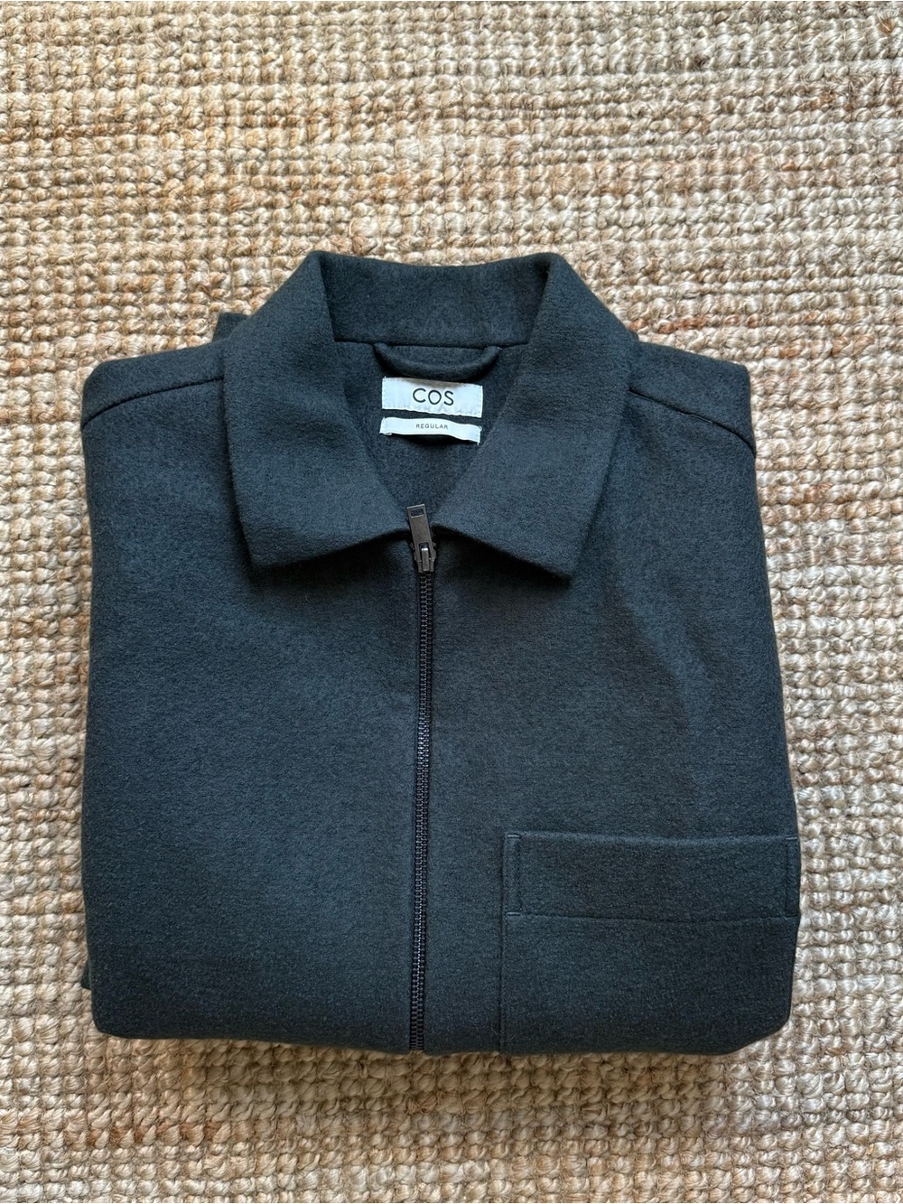 COS Men’s Charcoal Zip-Up Wool Blend Sweater